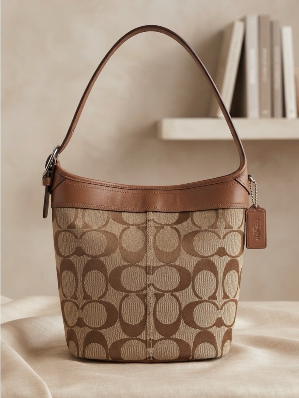 Authentic Coach Signature Bleecker Bucket Shoulder Bag F13358